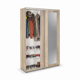 Cuier cu pantofar PRT-620-BB-3 Home Collection® Porto Maxi, 2 usi cu oglinda, 12 rafturi, capacitate 32 perechi incaltaminte, Alb - Natur, 120x187x40 cm - Natur | SKU: PRT-620-TT-3