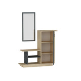 Cuier cu pantofar Asya cu Oglinda, Stejar, 80x90x30 cm
