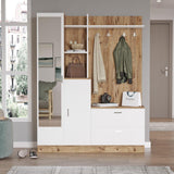 Cuier cu pantofar Cripsi, Alb - Crem, 140x182x37 cm - Stejar