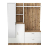 Cuier cu pantofar Cripsi, Alb - Crem, 140x182x37 cm - Stejar
