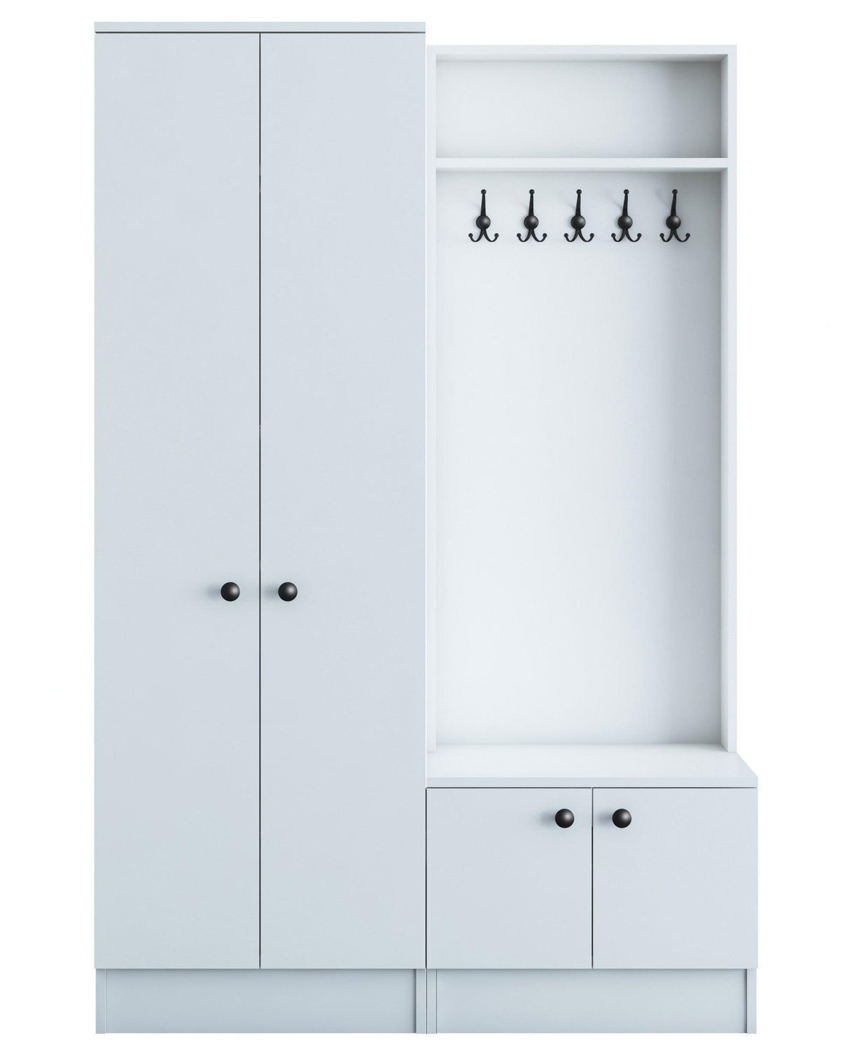 Cuier cu pantofar Belhanda cu 4 usi, Alb, 120x183x37 cm