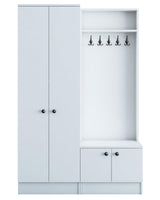 Cuier cu pantofar Belhanda cu 4 usi, Alb, 120x183x37 cm
