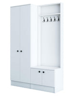 Cuier cu pantofar Belhanda cu 4 usi, Alb, 120x183x37 cm
