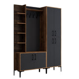 Cuier cu pantofar Casamob Hall Stand, Nuc, 60x35x200 cm - Antracit