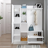 Cuier cu pantofar Cripsi, Alb - Crem, 140x182x37 cm - Alb