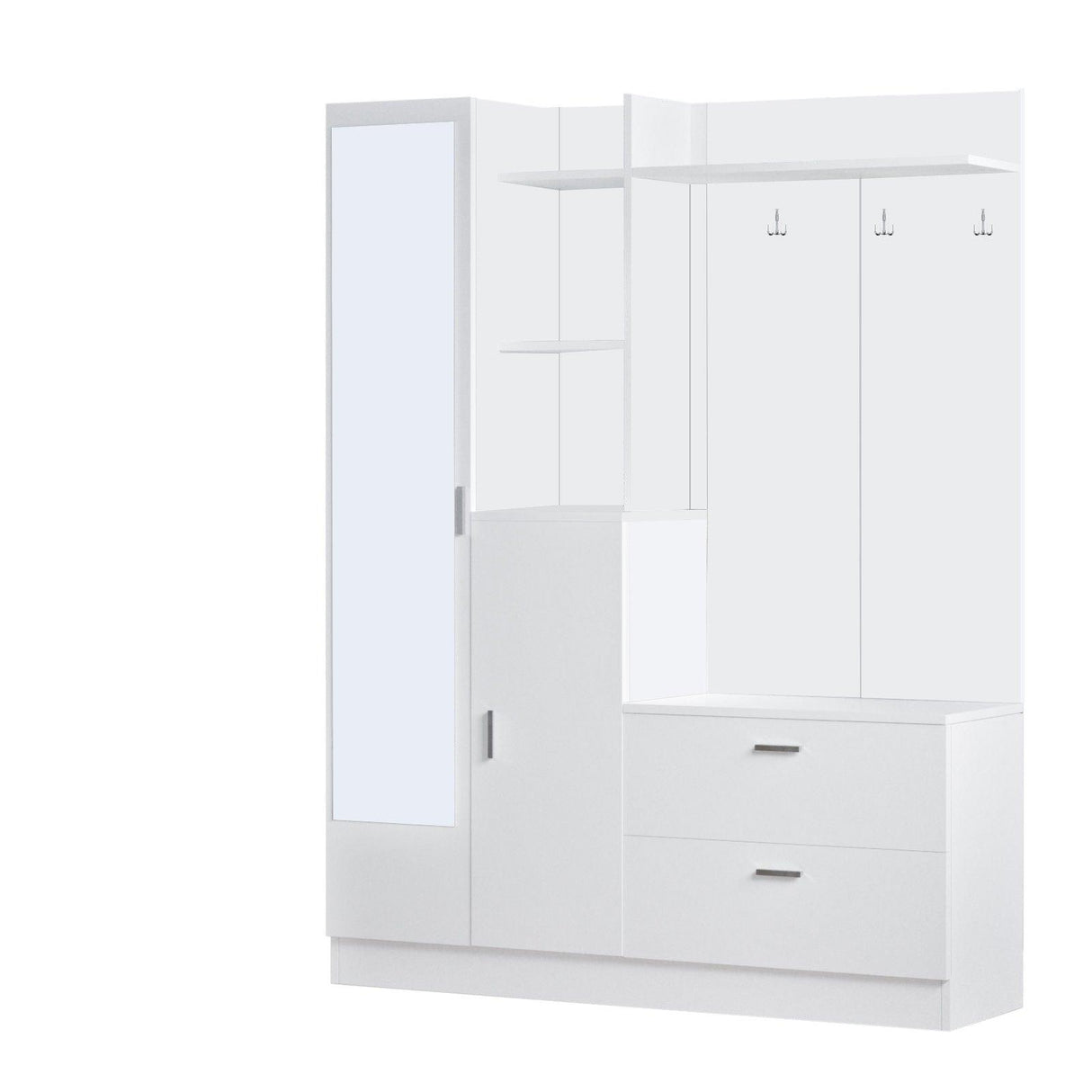 Cuier cu pantofar Cripsi, Alb - Crem, 140x182x37 cm - Alb