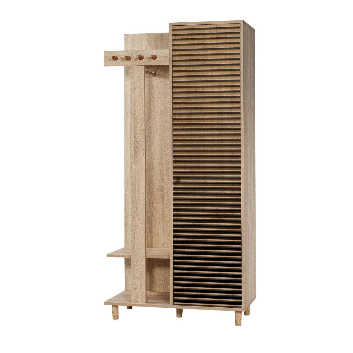 Cuier cu pantofar Garmanto 90 - 200 Hall Stand 2, Stejar Sonoma, 90x36x192 cm