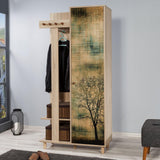 Cuier cu pantofar Garmanto 90 - 200 Hall Stand 7, Stejar Sonoma, 90x36x192 cm