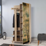 Cuier cu pantofar Garmanto 90 - 200 Hall Stand 7, Stejar Sonoma, 90x36x192 cm