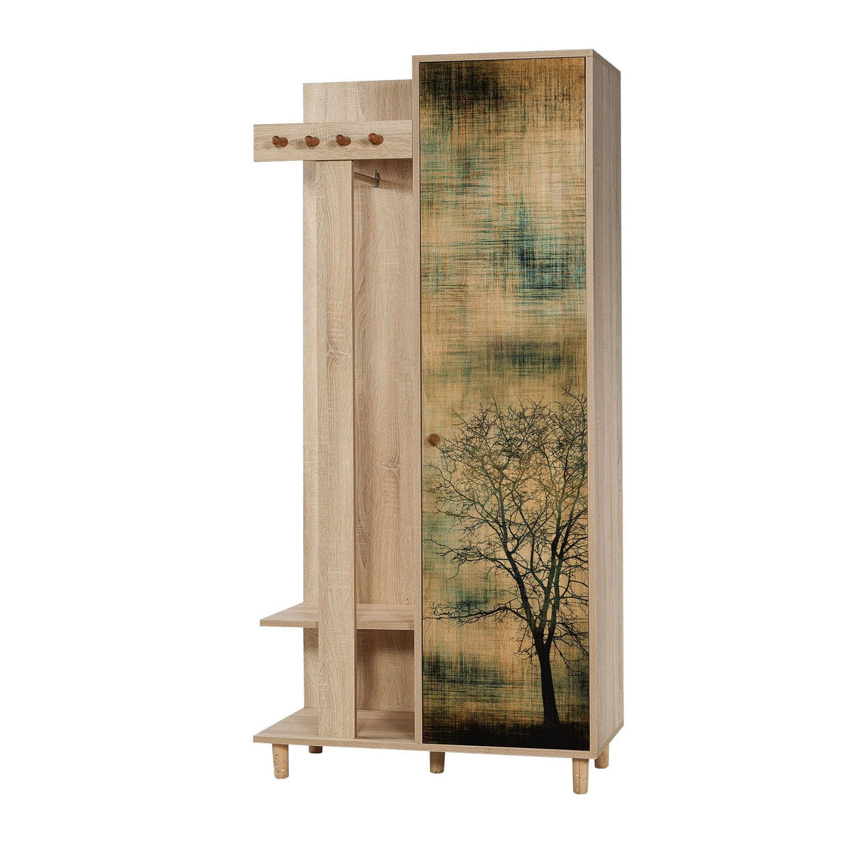 Cuier cu pantofar Garmanto 90 - 200 Hall Stand 7, Stejar Sonoma, 90x36x192 cm
