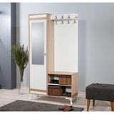 Cuier cu pantofar İNCİ-200 Hall Stand, Stejar Sonoma, 190x36x100 cm