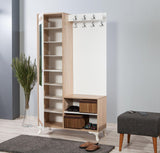 Cuier cu pantofar İNCİ-200 Hall Stand, Stejar Sonoma, 190x36x100 cm