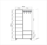 Cuier cu pantofar İNCİ-200 Hall Stand, Stejar Sonoma, 190x36x100 cm