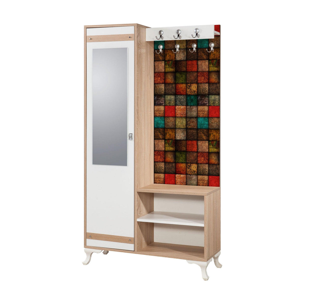 Cuier cu pantofar İNCİ-723 Hall Stand 1, Stejar Sonoma, 190x36x100 cm