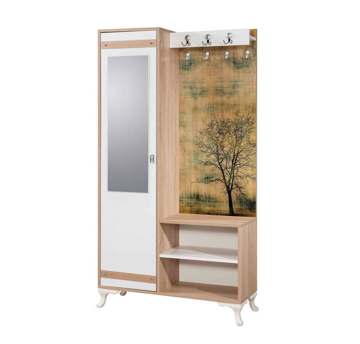 Cuier cu pantofar İNCİ-723 Hall Stand 2, Stejar Sonoma, 190x36x100 cm