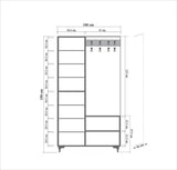 Cuier cu pantofar İNCİ-723 Hall Stand 2, Stejar Sonoma, 190x36x100 cm