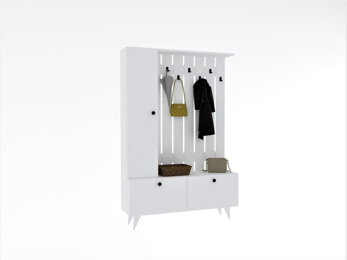 Cuier cu pantofar Lala - White, Alb, 112x170x35 cm
