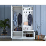 Cuier cu pantofar Marbello cu 2 usi, Alb, 120x183x37 cm