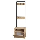 Cuier cu pantofar Molly cu 3 Rafturi si Sertar, Alb - Nuc, 50x170x35 cm - Nuc