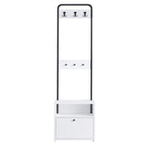 Cuier cu pantofar Molly cu 3 Rafturi si Sertar, Alb - Nuc, 50x170x35 cm - Alb