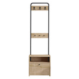 Cuier cu pantofar Molly cu 3 Rafturi si Sertar, Alb - Nuc, 50x170x35 cm - Nuc
