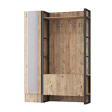 Cuier cu pantofar Ortak cu oglinda, Stejar, 90x34x180 cm