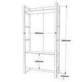Cuier cu pantofar Ortak cu oglinda, Stejar, 90x34x180 cm