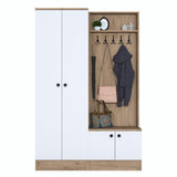 Cuier cu pantofar Ramiz cu usi, Alb, 120x183x36 cm