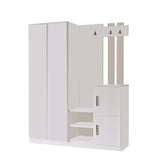 Cuier cu pantofar Rulidash cu Oglinda, Alb, 148x180x38 cm