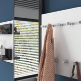 Cuier cu raft si oglinda Canim, Alb - Negru, 125x120x12 cm