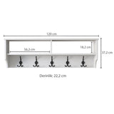 Cuier Daisy cu rafturi, Alb, 120x37x22 cm