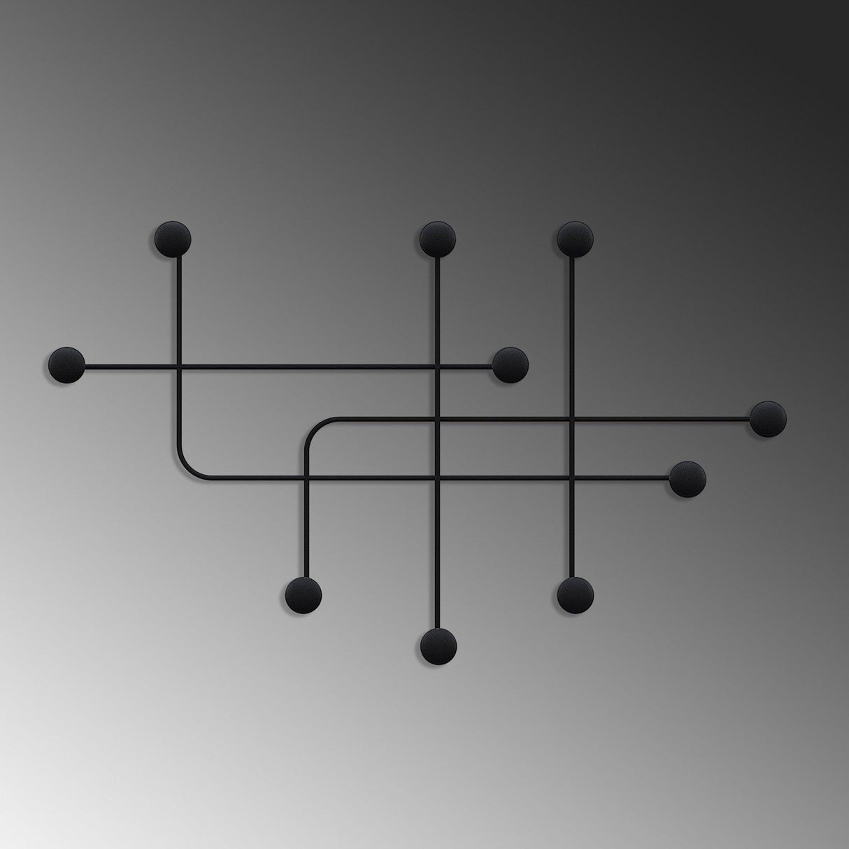 Cuier de perete metalic, 10x64x107 cm - Negru