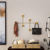Cuier de perete metalic, 10x60x82 cm - Auriu