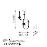 Cuier de perete metalic, 5x26 cm - Negru