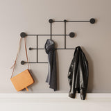 Cuier de perete metalic, 10x64x112 cm - Negru