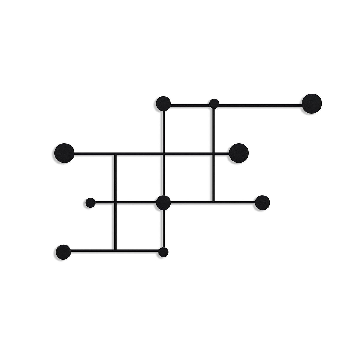 Cuier de perete metalic, 10x64x112 cm - Negru
