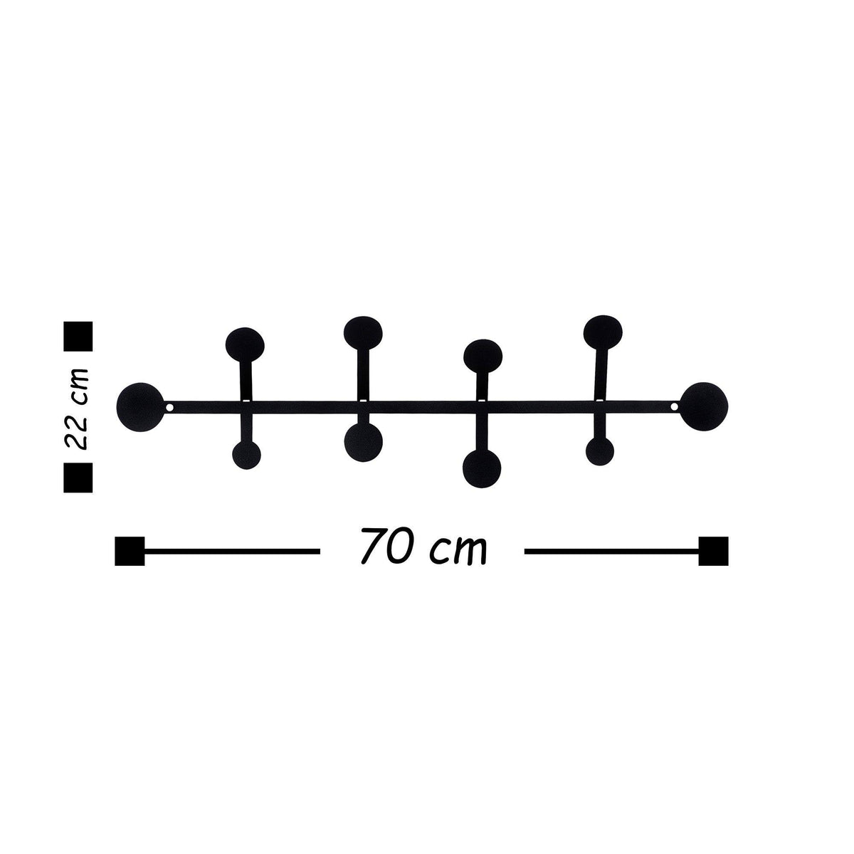 Cuier de hol metalic Rod, Negru, 22x1x70 cm