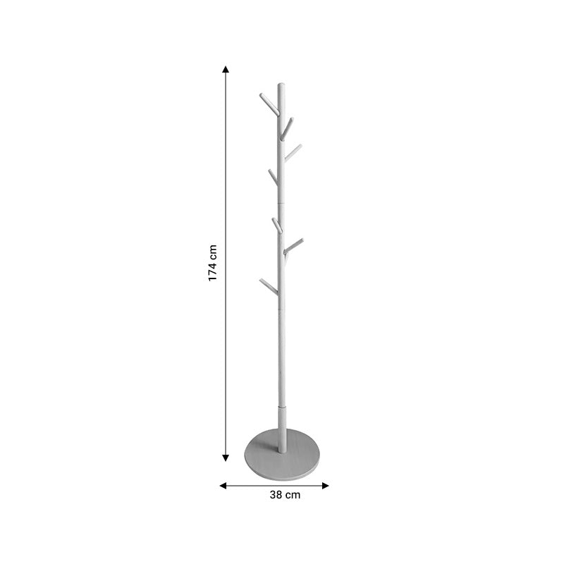 Cuier de paltoane tip pom Driko din lemn, Natural, 38x38x174 cm