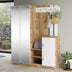 Cuier Doorse cu oglinda, Alb - Gri inchis, 148x35x180 cm - 176-000130