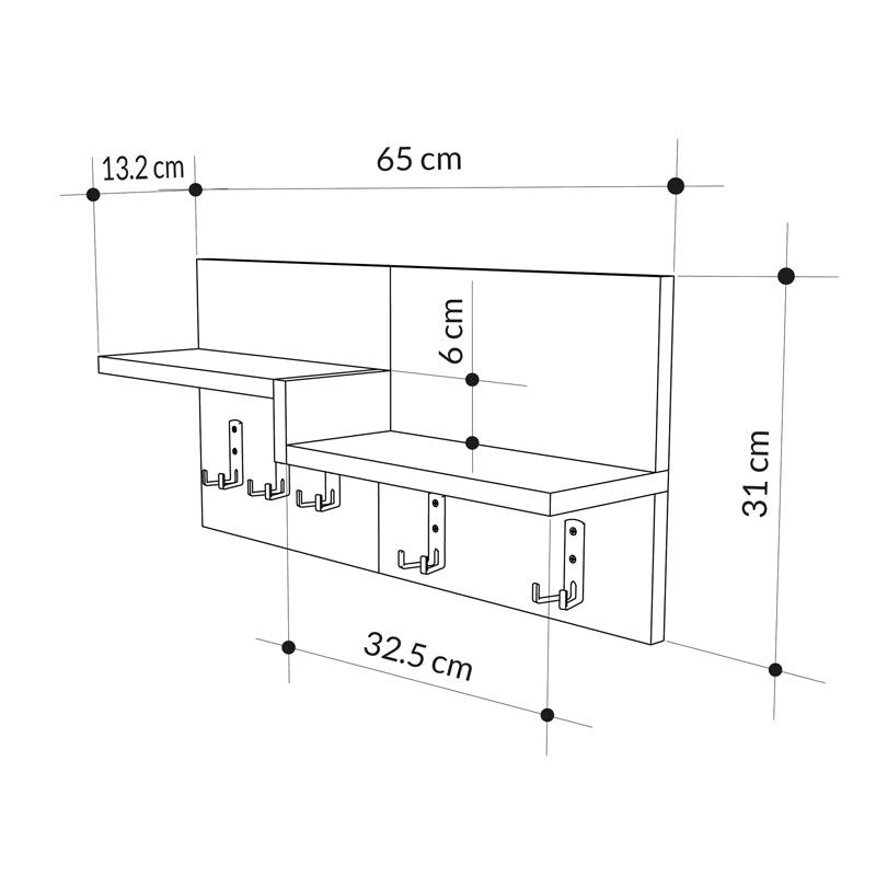 Cuier Harm, stejar-alb, 65x15x31 cm - Stejar