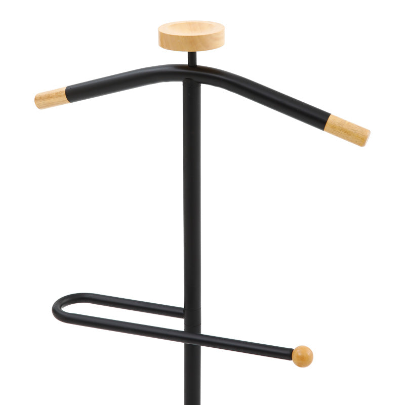 Cuier pentru haine cu funcție de organizare Jolma, Metal-lemn, Alb - Negru, 30x111 cm - Negru