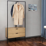 Cuier Keila Natural si metal, negru, 85x45x190 cm