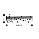 Cuier metalic Note, Negru, 19x60 cm