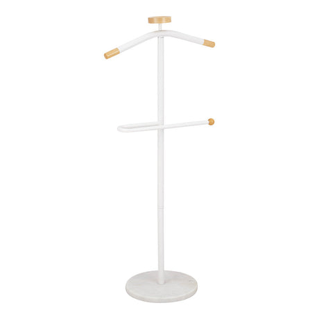Cuier pentru haine cu funcție de organizare Jolma, Metal-lemn, Alb - Negru, 30x111 cm