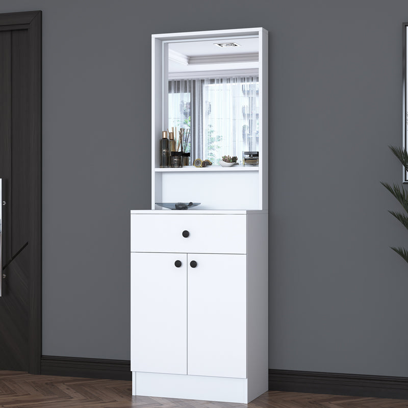 Cuier Rockder cu oglinda, 60x35x183 cm - Alb