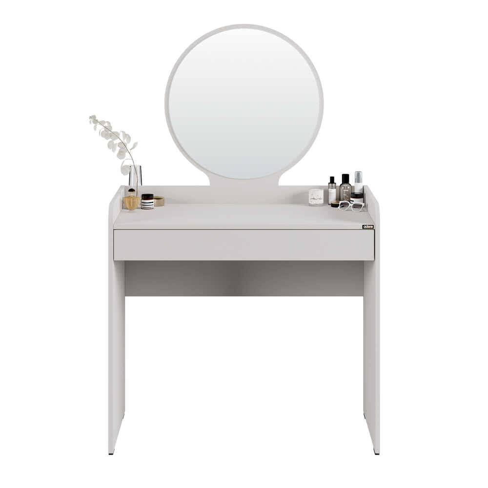 Masa de machiaj TMU-701-VV-1 Home Collection® cu sertar si oglinda, Alb - Bej, 90x142x47 cm
