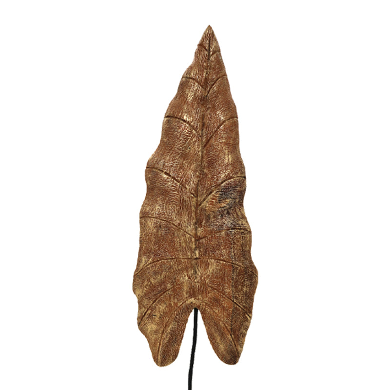 Decoratiune de masa frunza Lopi Auriu mango lemn-fier, 23x9x78 cm