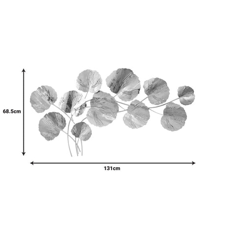 Decoratiune de perete din metal Fleur, Auriu, 131x68x6 cm