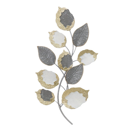 Decoratiune de perete din metal Neone, Auriu, 47x89x6 cm