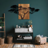 Decoratiune de perete lemn Acacia Tree - 329, Negru, 70x144 cm